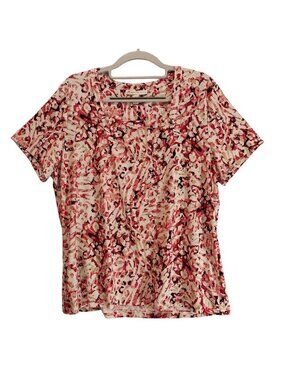 JM Collection Blouse Womens XL square neck muticolor textured stretch career fun